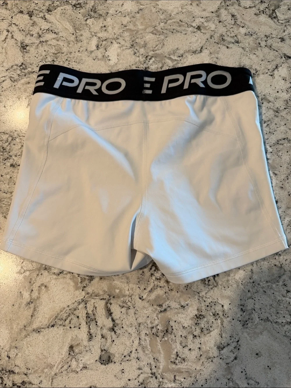 Nike White Pro Compression Bike Shorts with Black Logo Waistband